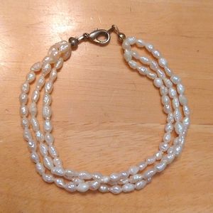 Vintage Freshwater Pearl 3 Strand Bracelet with Clasp